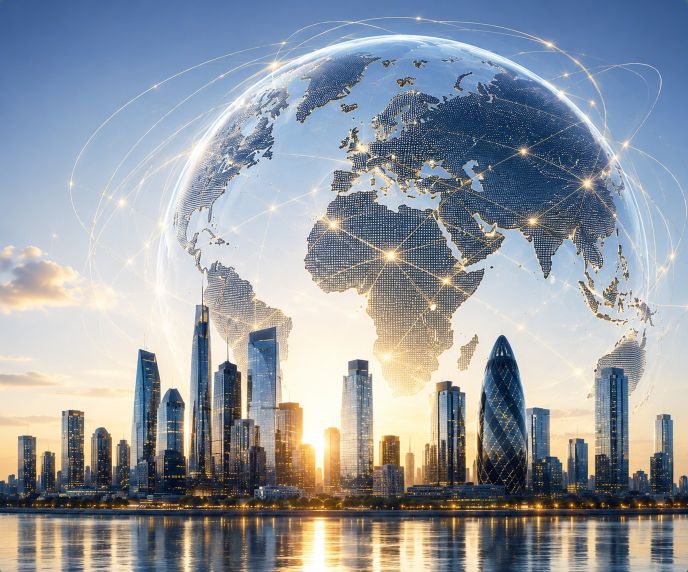 Global innovation ecosystem and city skyline